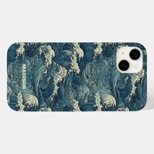 Aangepaste naam Waves Patroon Case-Mate iPhone Case (Achterkant (horizontaal))