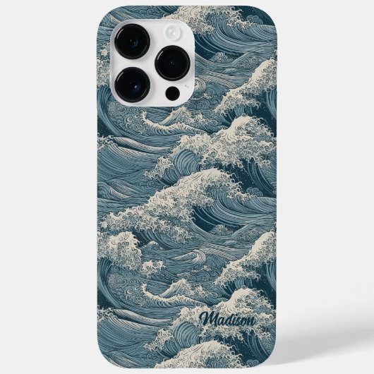 Aangepaste naam Waves Patroon Case-Mate iPhone Case (Achterkant)