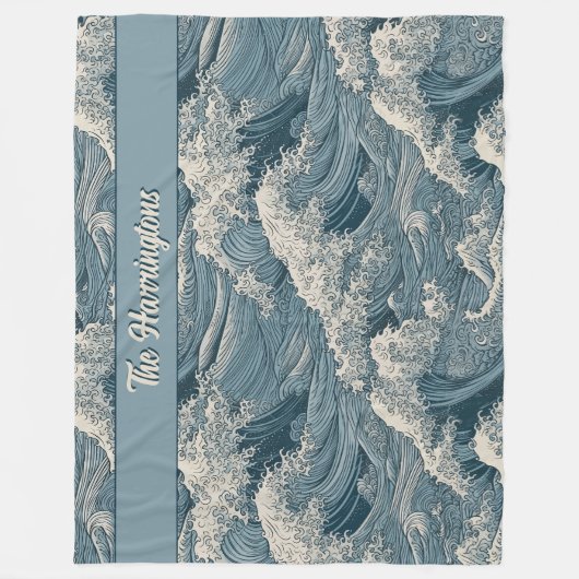 Aangepaste naam Waves Patroon Fleece Deken (Voorkant)