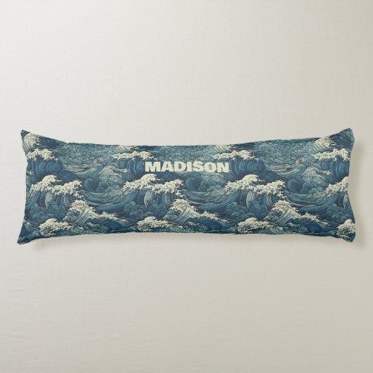 Aangepaste naam Waves Patroon Lichaamskussen (Voorkant)