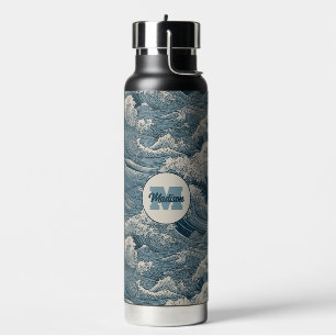 Aangepaste naam Waves Patroon Waterfles