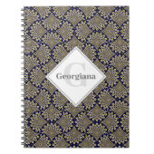 Aangepaste naam We kijken naar u Navy & Gold Retro Notitieboek (Voorkant)