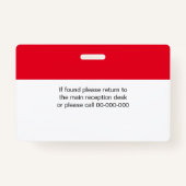Aangepaste naam werknemer foto en QR-code rood Badge (Achterkant)