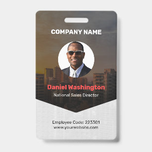 Aangepaste naam werknemer, foto, streepjescode, lo badge