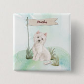 Aangepaste naam Westie Pet Dog Vierkante Button 5,1 Cm (Voorkant)