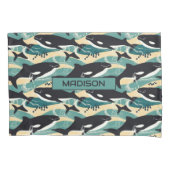 Aangepaste naam Whales Patroon Kussensloop (Voorkant)