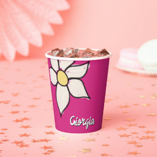 Aangepaste naam Whimsical Daisy Bloemige Baby Show Papieren Bekers