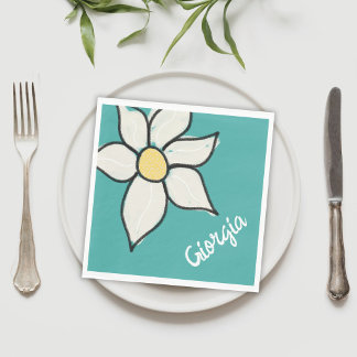 Aangepaste naam Whimsical Daisy Bloemige Baby Show Servet