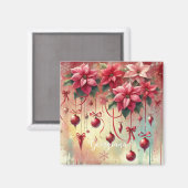 Aangepaste naam Whimsical Poinsettia Christmas Bau Magneet (Voorkant / Achterkant)