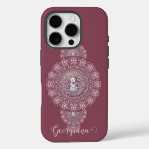 Aangepaste Naam Whimsical Snowman Ornamental Manda iPhone 16 Pro Hoesje