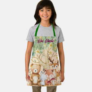 Aangepaste naam Whimsical Woodland Forest Animals Schort