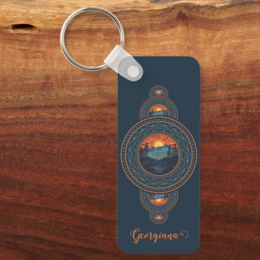 Aangepaste Naam Wildernis Siermandala Sleutelhanger (Voorkant)