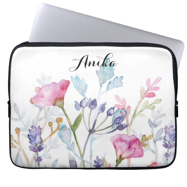 Aangepaste naam wildflower laptop sleeve (Voorkant)