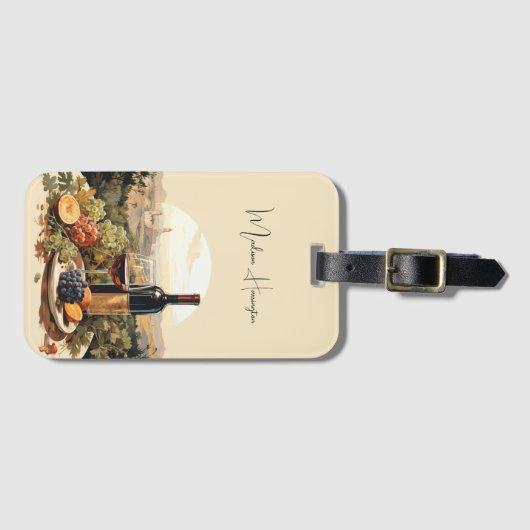 Aangepaste naam Wine Lover's Bagagelabel (Voorkant (horizontaal))