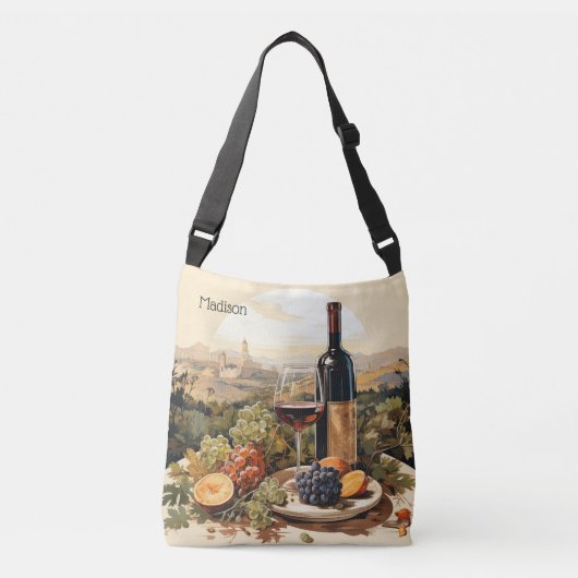 Aangepaste naam Wine Lover's Crossbody Tas (Voorkant)