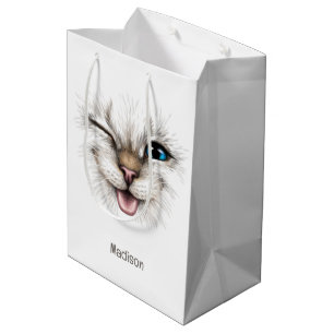 Aangepaste naam Winking Cat Medium Cadeauzakje