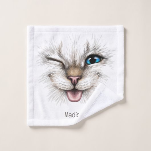Aangepaste naam Winking Cat Washandje (Wasdoekje)