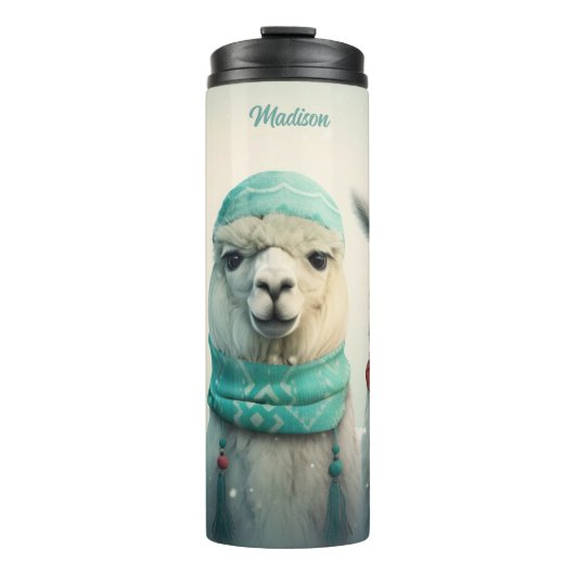 Aangepaste naam Winter Llama's Thermosbeker (Voorkant)