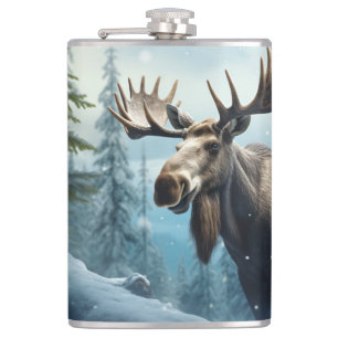 Aangepaste naam Winter Moose Heupfles