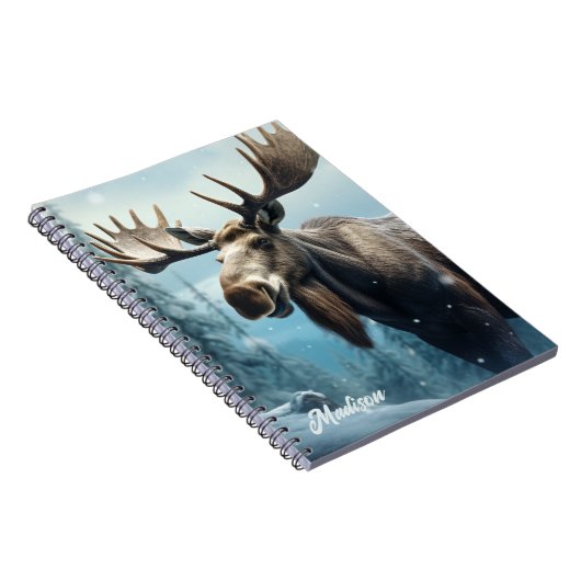 Aangepaste naam Winter Moose Notitieboek (Rechterzijde)