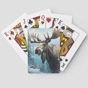 Aangepaste naam Winter Moose Pokerkaarten