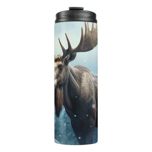 Aangepaste naam Winter Moose Thermosbeker (Voorkant)