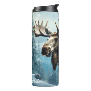 Aangepaste naam Winter Moose Thermosbeker