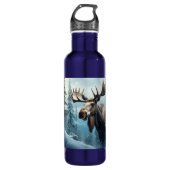 Aangepaste naam Winter Moose Waterfles (Voorkant)