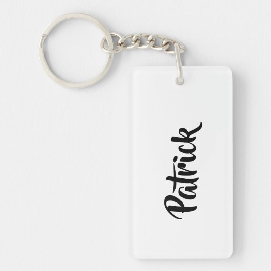 Aangepaste naam wit effen sleutelhanger (Voorkant)