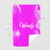 Aangepaste naam wit en roze golf abstract golfhanddoek (Insitu)