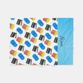Aangepaste naam wit popcorfilm tickbord fleece deken (Voorkant (Horizontaal))