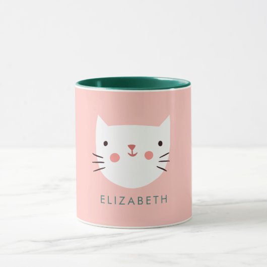 Aangepaste naam Witte Kat Cute Mok (Midden)