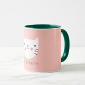 Aangepaste naam Witte Kat Cute Mok (Voorkant rechts)