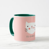 Aangepaste naam Witte Kat Cute Mok (Voorkant links)