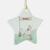 Aangepaste naam Witte Pet Dog Keramisch Ornament (Rechts)