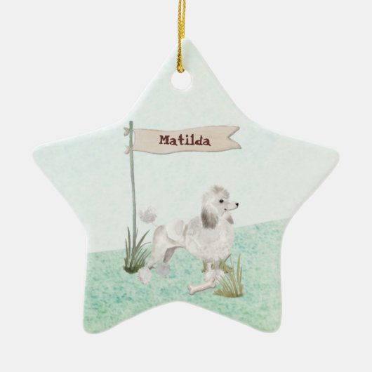 Aangepaste naam Witte Pet Dog Keramisch Ornament (Voorkant)