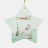 Aangepaste naam Witte Pet Dog Keramisch Ornament (Achterkant)
