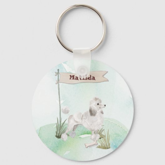 Aangepaste naam Witte Pet Dog Sleutelhanger (Voorkant)