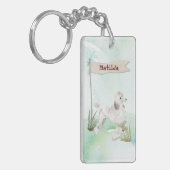 Aangepaste naam Witte Pet Dog Sleutelhanger (Voorkant Links)