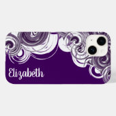 Aangepaste naam Witte Spiral Patroon Paars Abstrac Case-Mate iPhone Case (Achterkant (horizontaal))