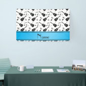 Aangepaste naam witte zwarte gitaren muzieknoten spandoek (Beurs)