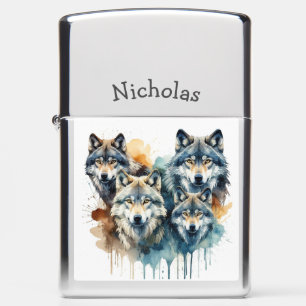 Aangepaste Naam Wolf Family Wildlife Natuur kunst