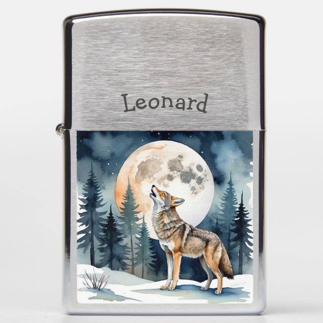 Aangepaste naam Wolf Howling bij de Moon Wildlife (Voorkant)