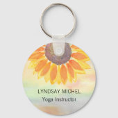 Aangepaste naam Yoga Instructor Sunflower Sleutelhanger (Voorkant)