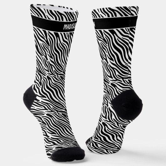 Aangepaste naam zebra patroon sokken (Gebogen)
