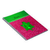 Aangepaste naam zee schildpad roos roze glitter notitieboek (Rechterzijde)