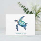 Aangepaste Naam Zee Schildpad Wit Bedankkaart (Staand voorkant)
