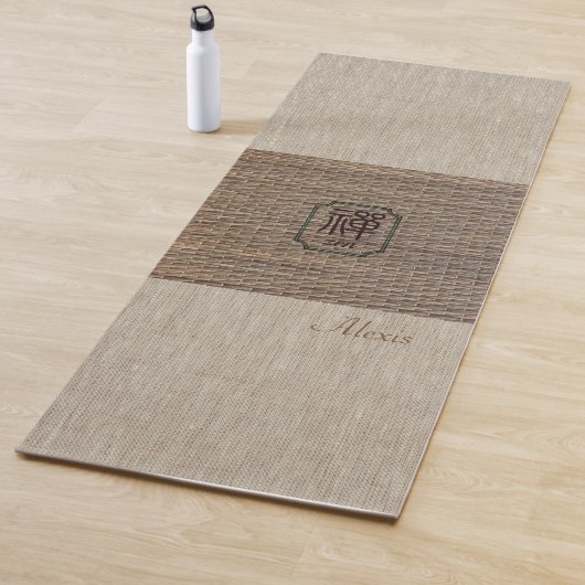 Aangepaste naam Zen Om burlap tatami print rustic Yogamat (In situ)