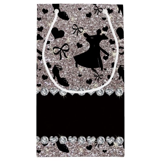 Aangepaste naam zilveren glitter ballroom dansen klein cadeauzakje (Achterkant)