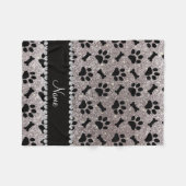 Aangepaste naam zilveren glitter-botten fleece deken (Voorkant (Horizontaal))